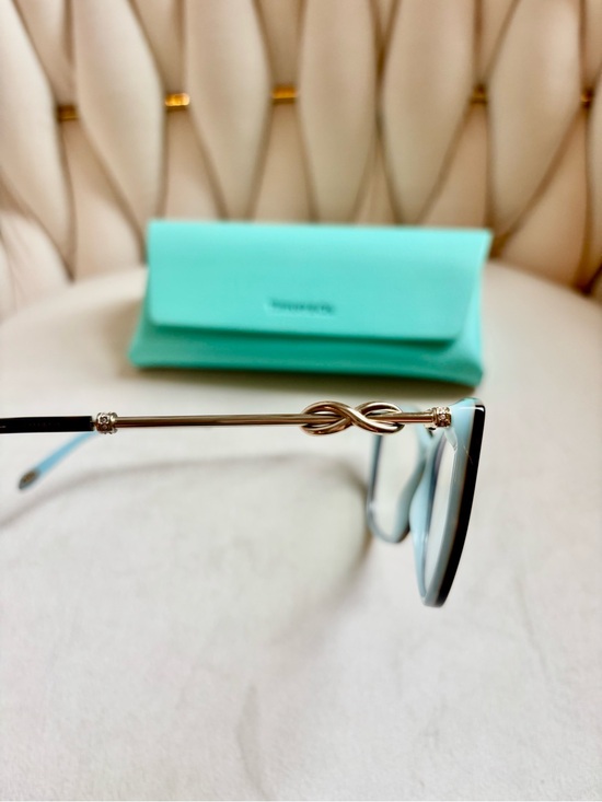 Tiffany & Co. Black and Gold Cat-Eye Glasses with Tiffany Blue Case main image 5